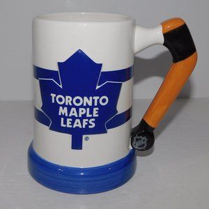 NHL Toronto Maple Leafs Blue White Ceramic  Beer Mug Stein Hockey Stick Handle